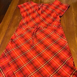 Patagonia Women's Red Plaid‎ Tie Waist Faux Wrap Dress
